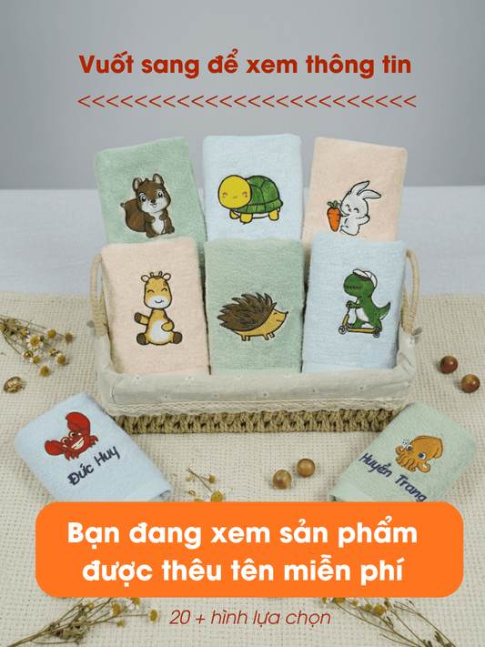 Khăn Động Vật + Tên