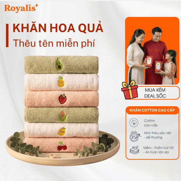 Khăn hình hoa quả + Tên