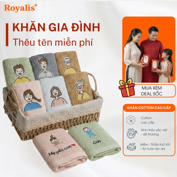 Khăn hình gia đình + Tên