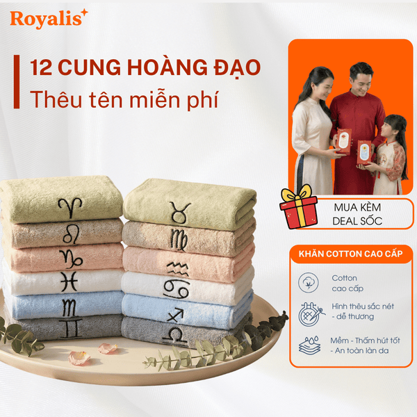 Khăn hình cung hoàng đạo + Tên