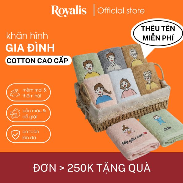 (Thêu tên) Khăn hình gia đình